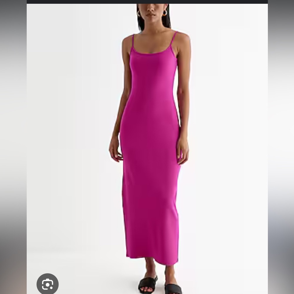 Express ribbed scoop neck cami maxi dress in pink size XS